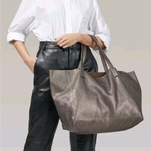 Kurt Geiger The Violet unstructured pebble gray leather large tote